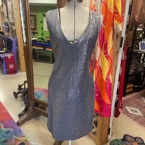 Connected Apparel‎ Silver Sleeveless Mini Dress (B)